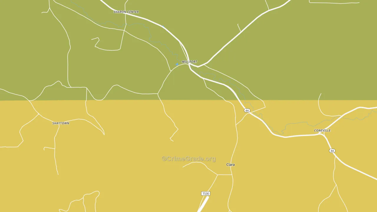 Millport, PA Map of Burglary Rates