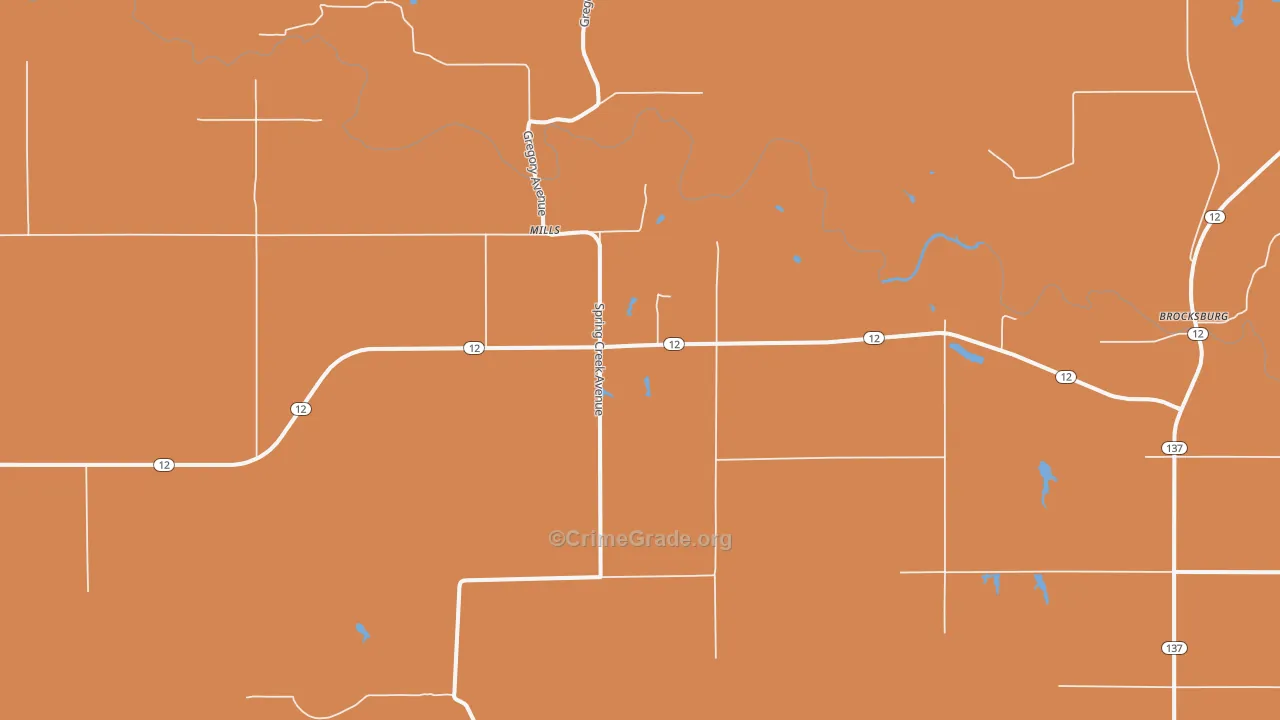 Mills, NE Map of Burglary Rates