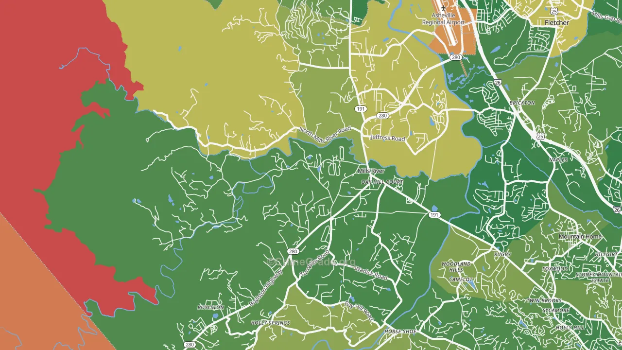 Mills River, NC Map of Burglary Rates