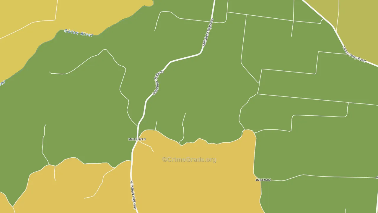 Millsfield, TN Map of Burglary Rates