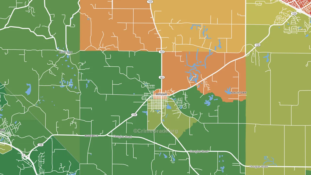 Millstadt, IL Map of Burglary Rates