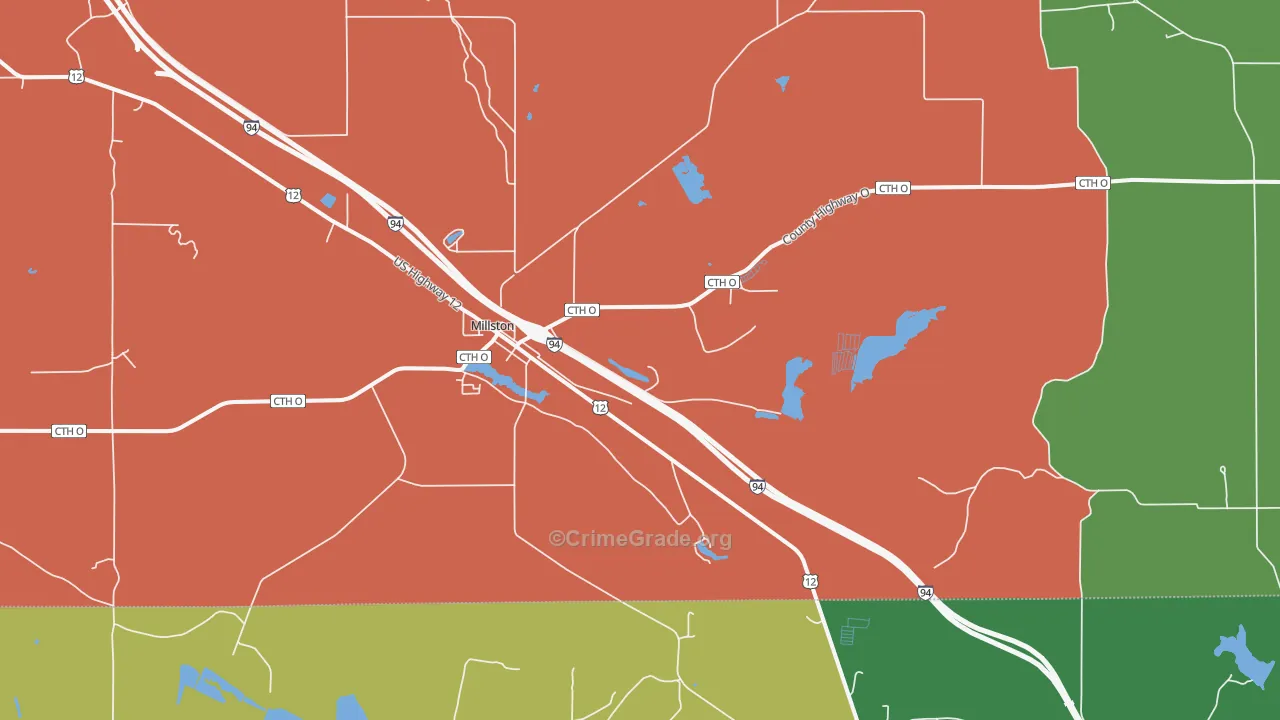 Millston, WI Map of Burglary Rates