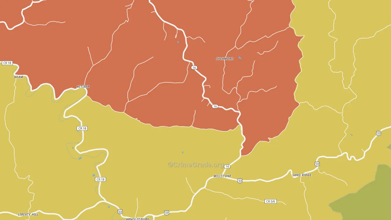 Millstone, WV Map of Burglary Rates