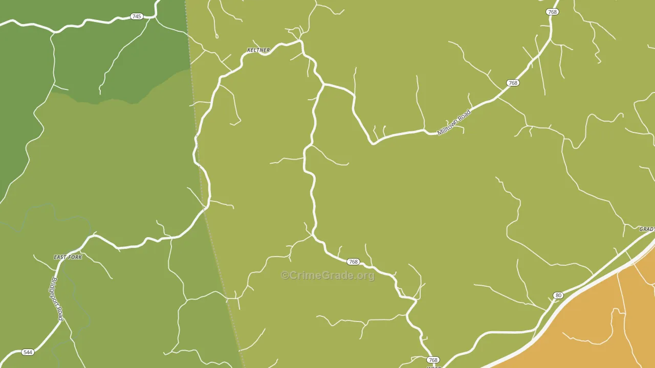 Milltown, KY Map of Burglary Rates
