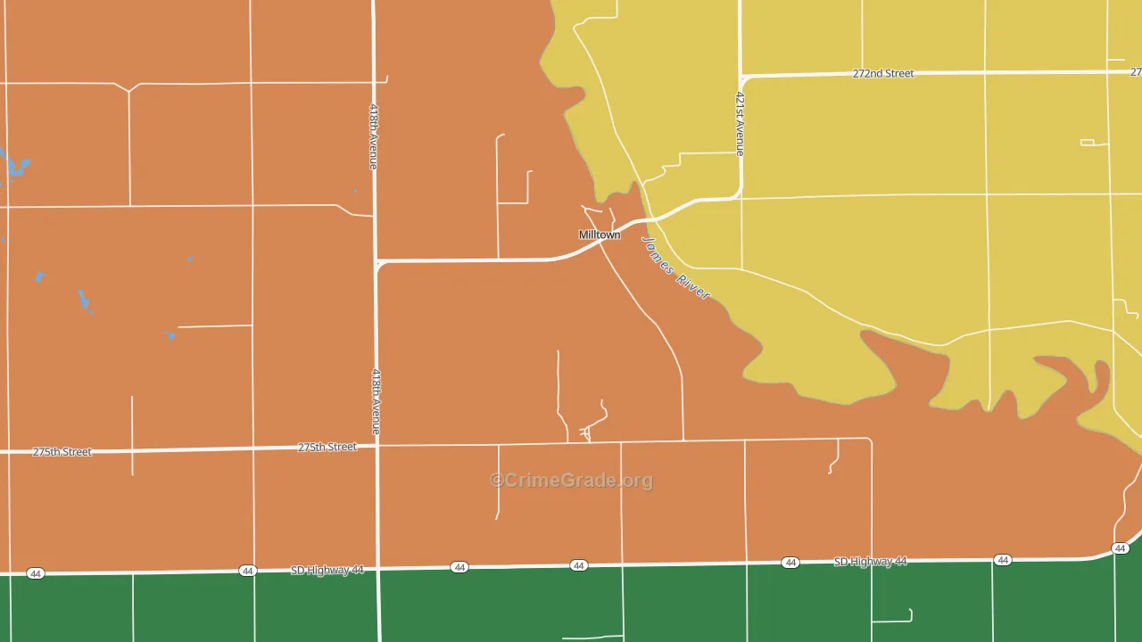 Milltown, SD Map of Burglary Rates