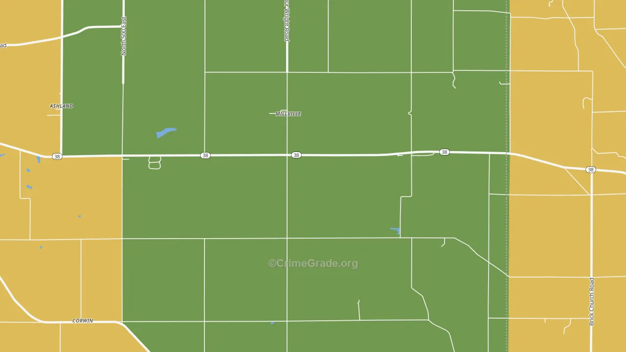 Millville, IN Map of Burglary Rates