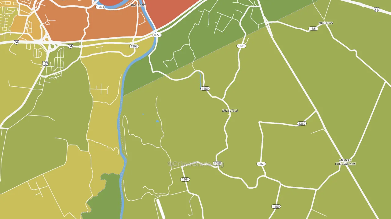 Millville, KY Map of Burglary Rates