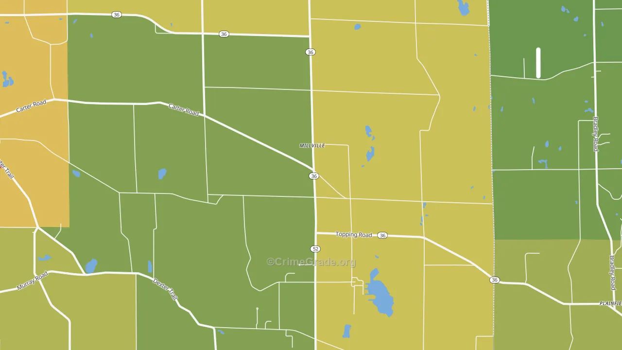 Millville, MI Map of Burglary Rates