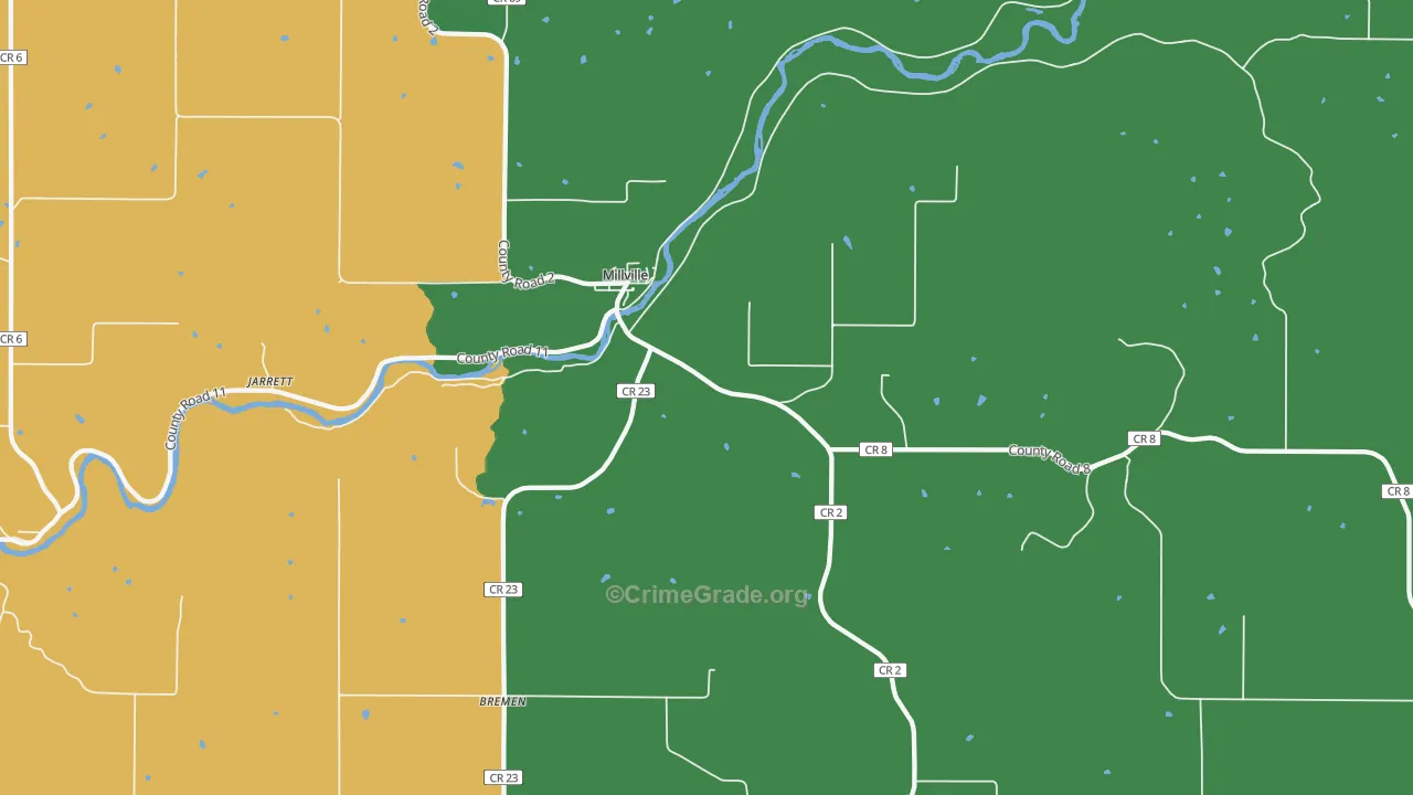 Millville, MN Map of Burglary Rates
