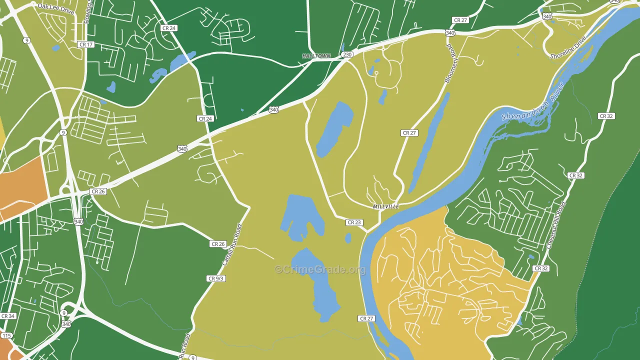 Millville, WV Map of Burglary Rates