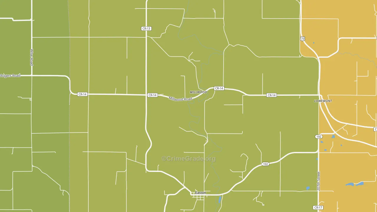 Millwood, KS Map of Burglary Rates