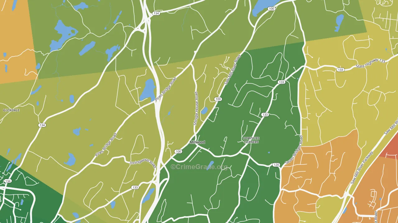 Millwood, NY Map of Burglary Rates