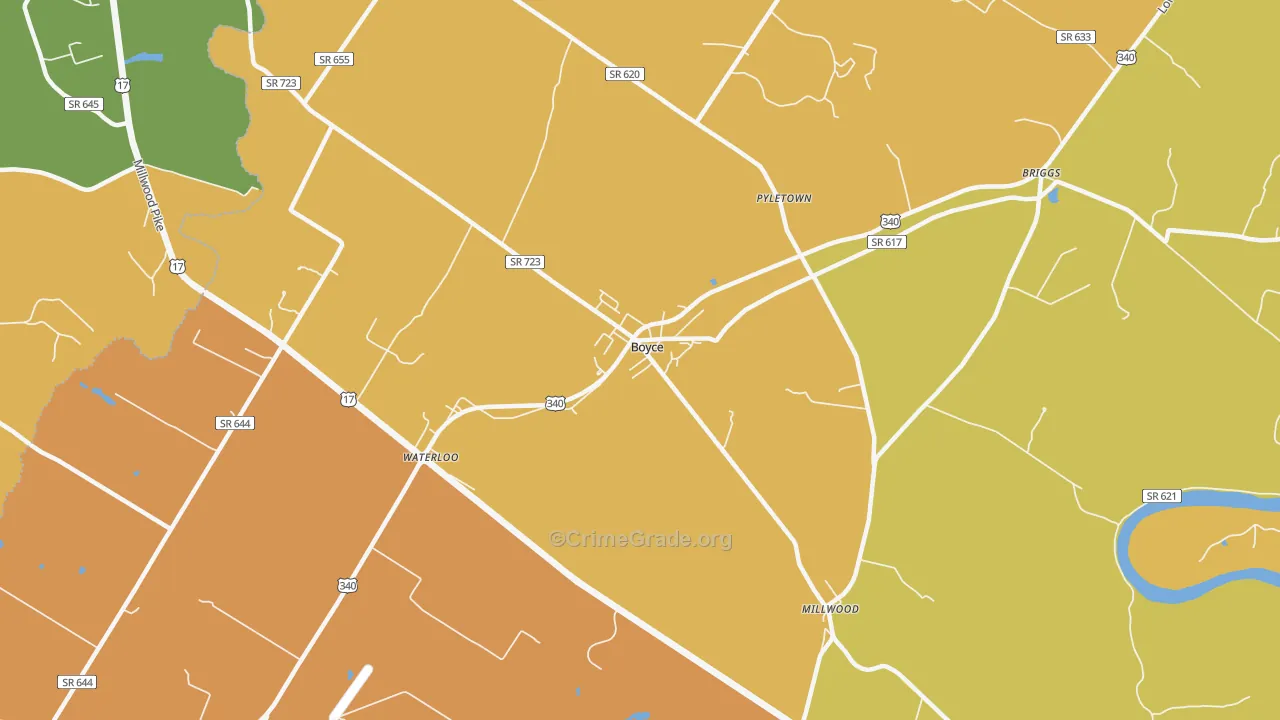 Millwood, VA Map of Burglary Rates