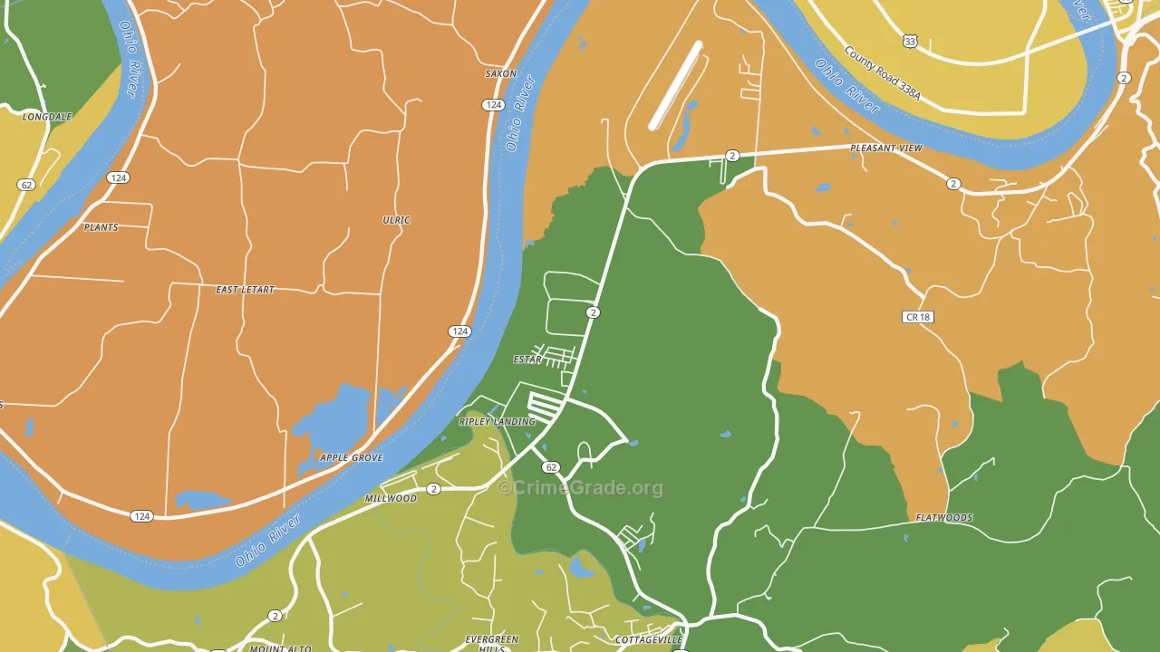 Millwood, WV Map of Burglary Rates