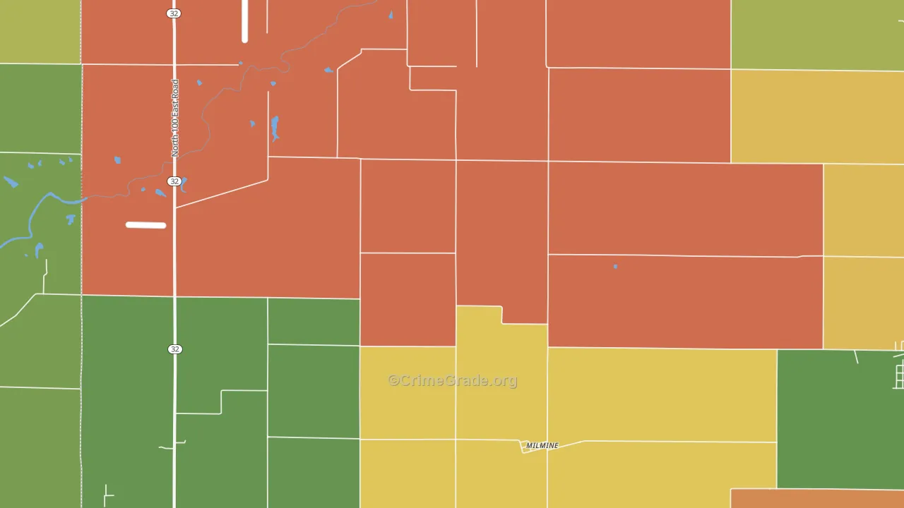Milmine, IL Map of Burglary Rates