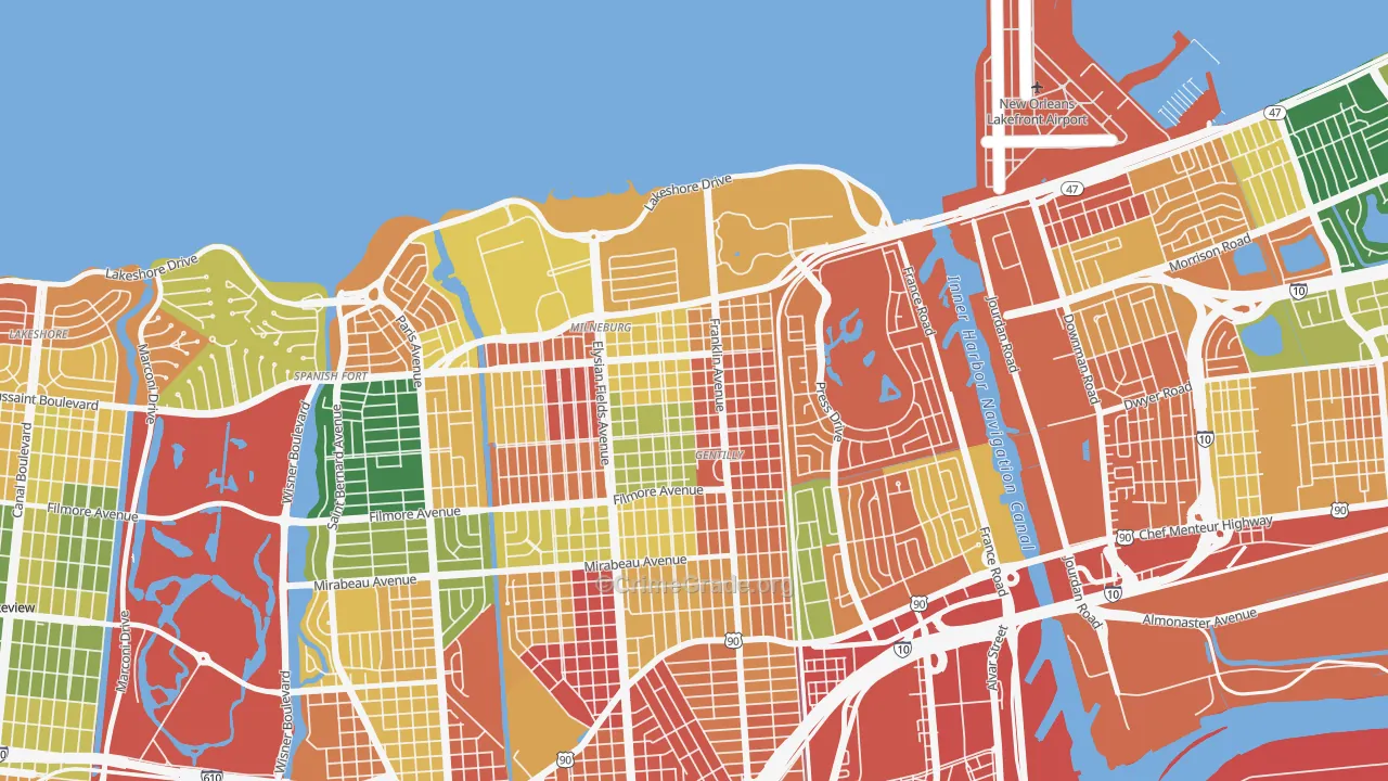 Milneburg, New Orleans, LA Map of Burglary Rates