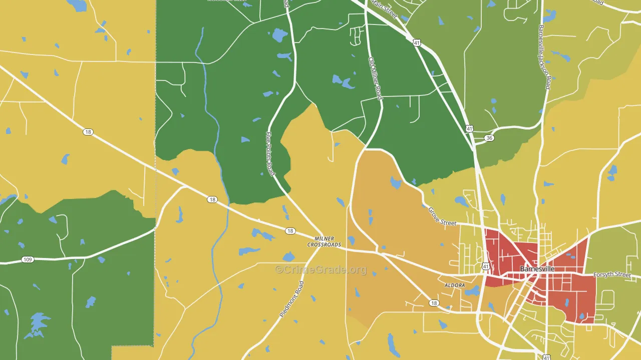 Milner Crossroads, GA Map of Burglary Rates