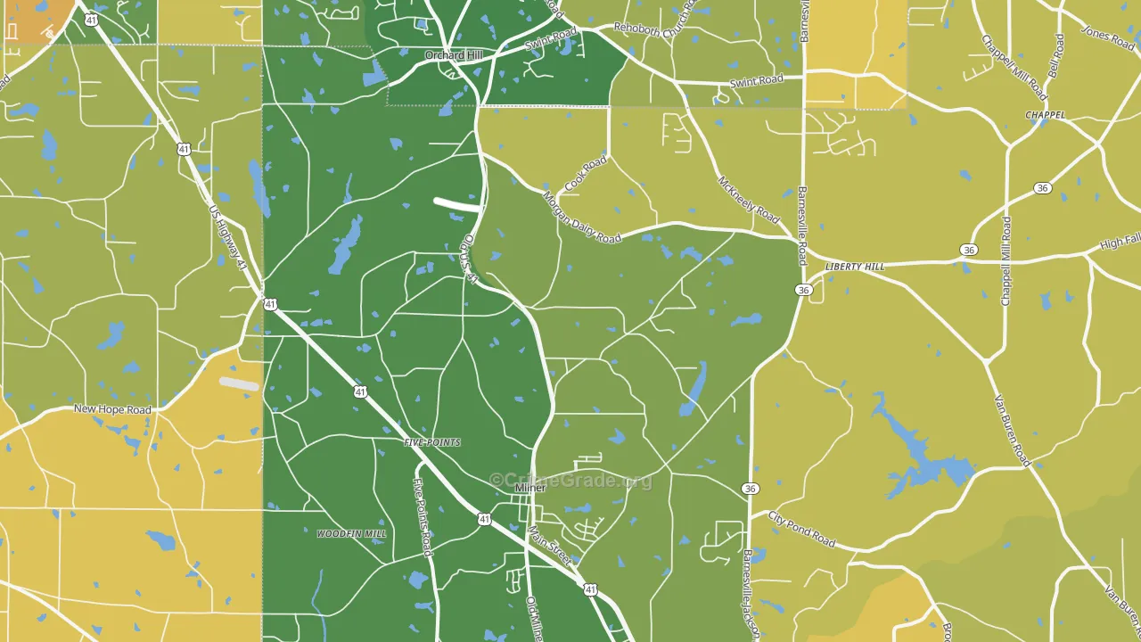 Milner, GA Map of Burglary Rates