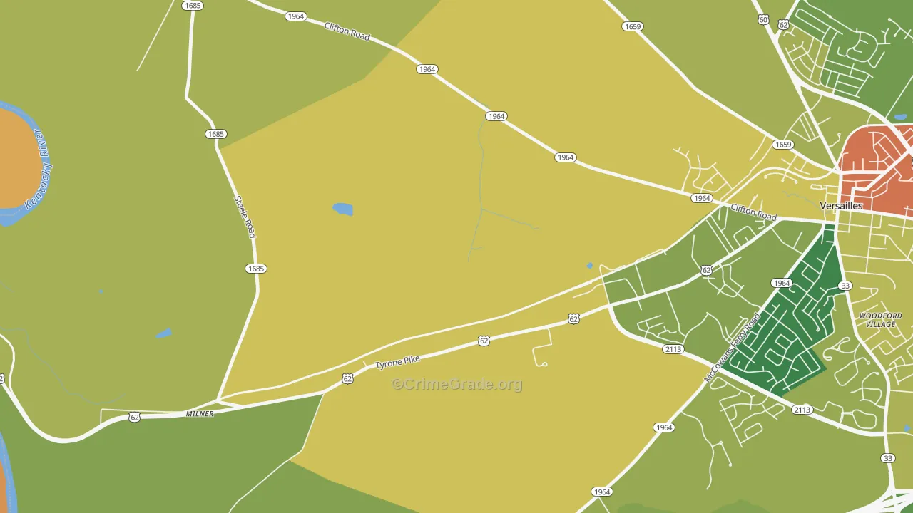 Milner, KY Map of Burglary Rates