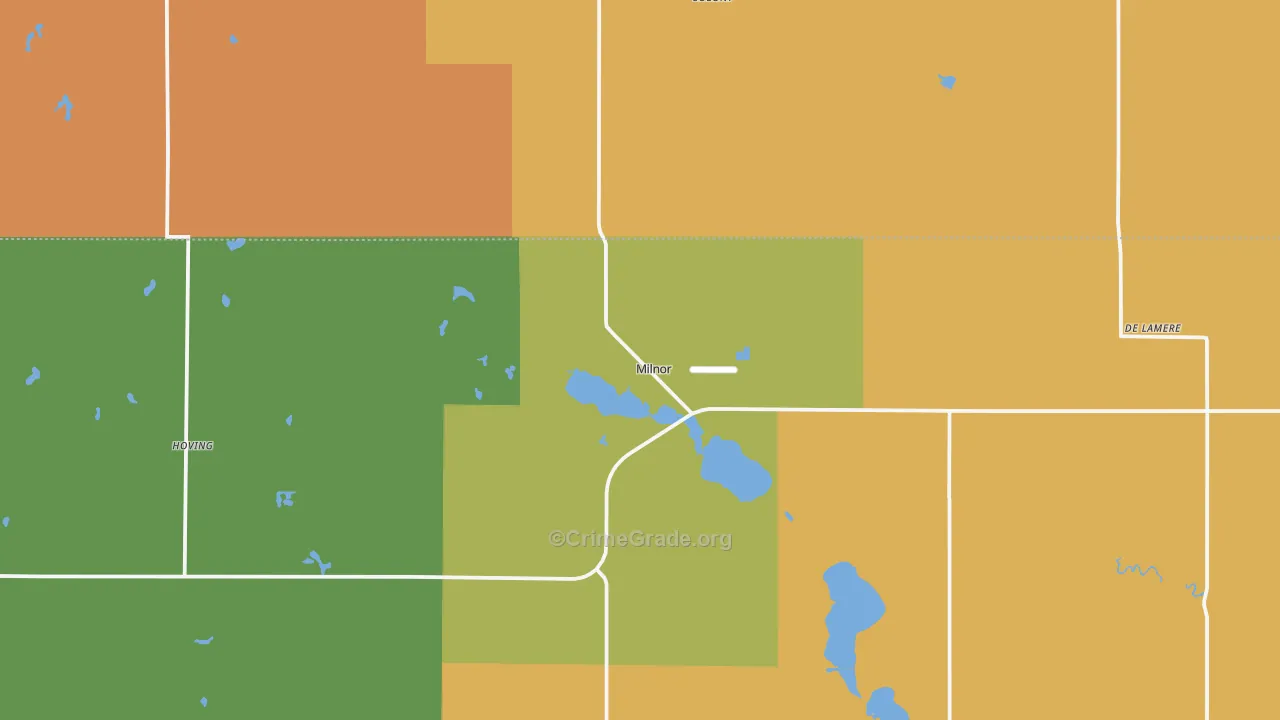 Milnor, ND Map of Burglary Rates
