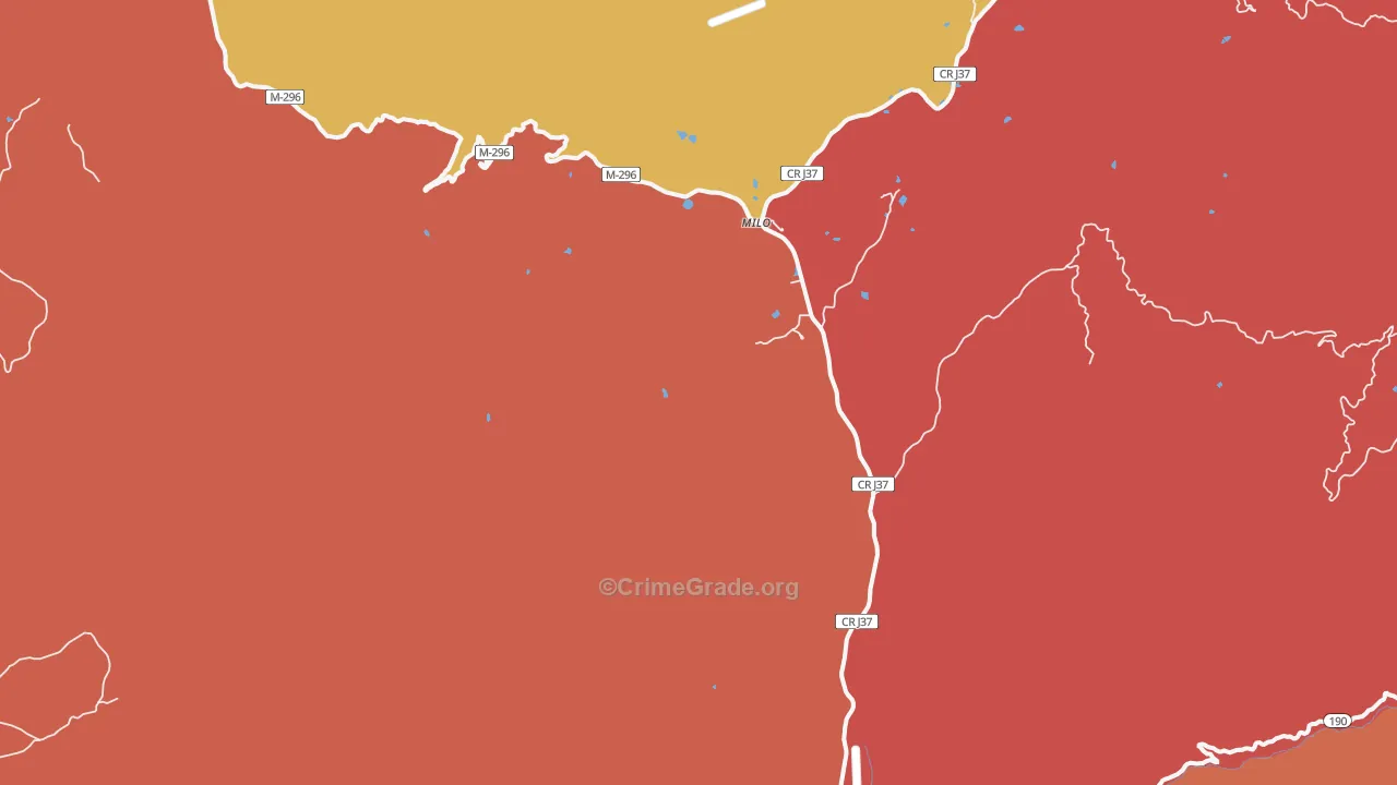 Milo, CA Map of Burglary Rates