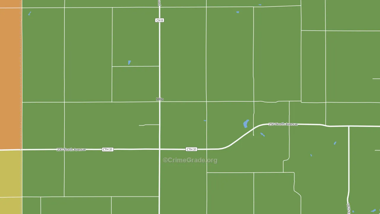 Milo, IL Map of Burglary Rates