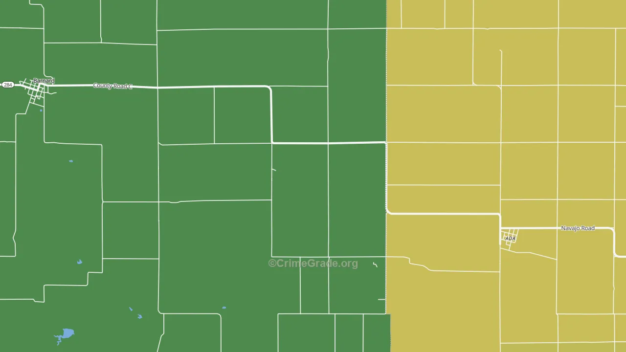 Milo, KS Map of Burglary Rates