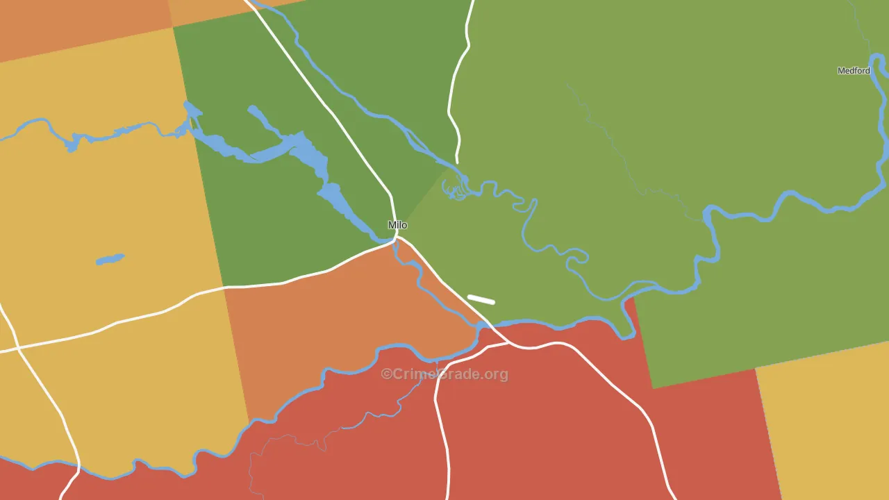 Milo, ME Map of Burglary Rates
