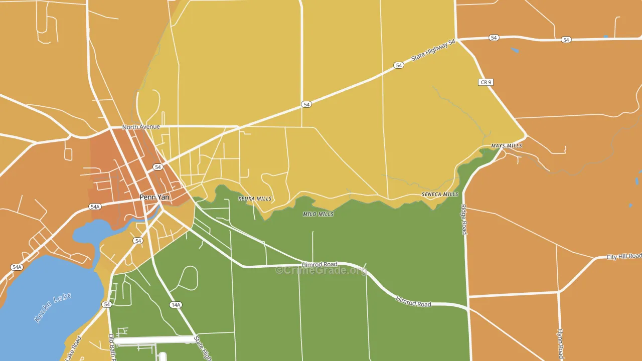 Milo Mills, NY Map of Burglary Rates