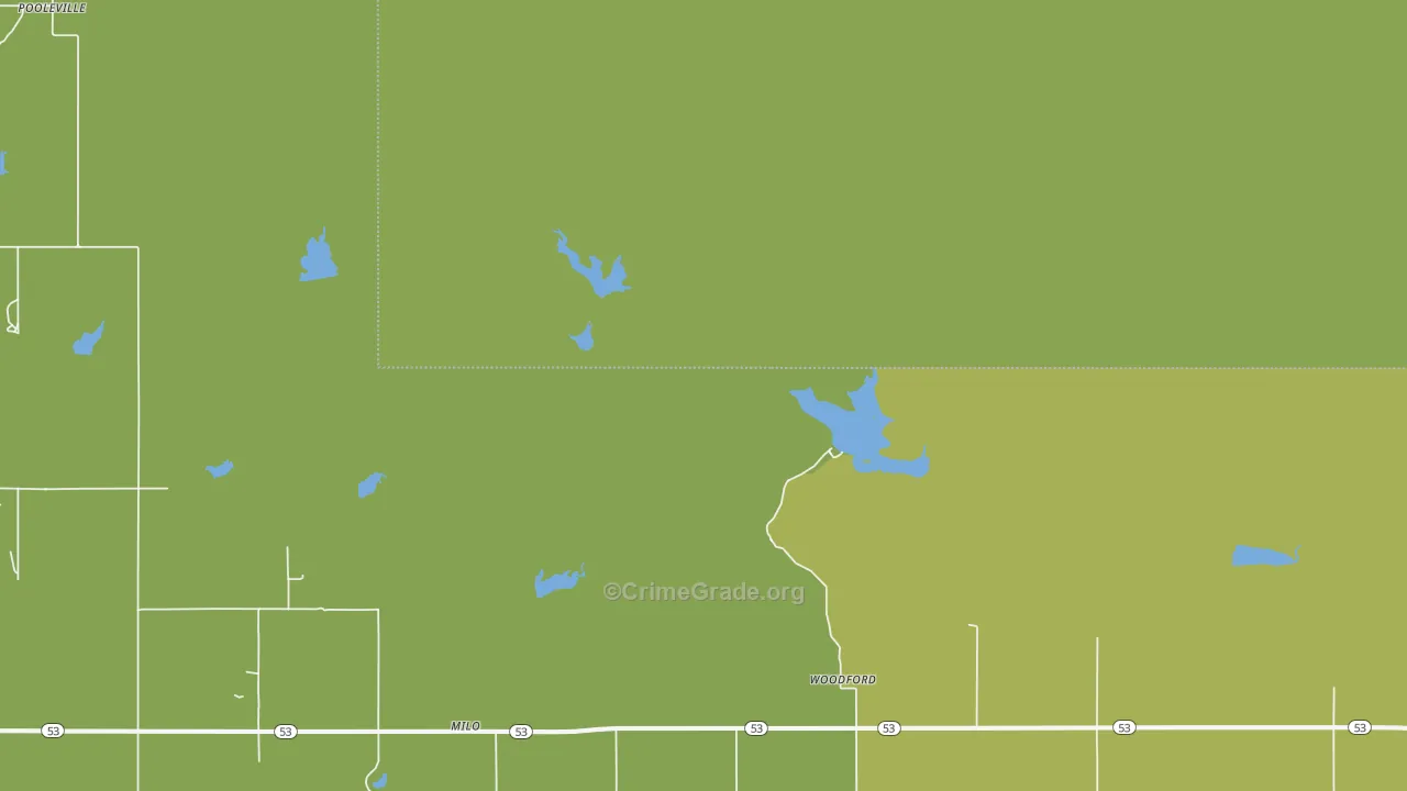 Milo, OK Map of Burglary Rates