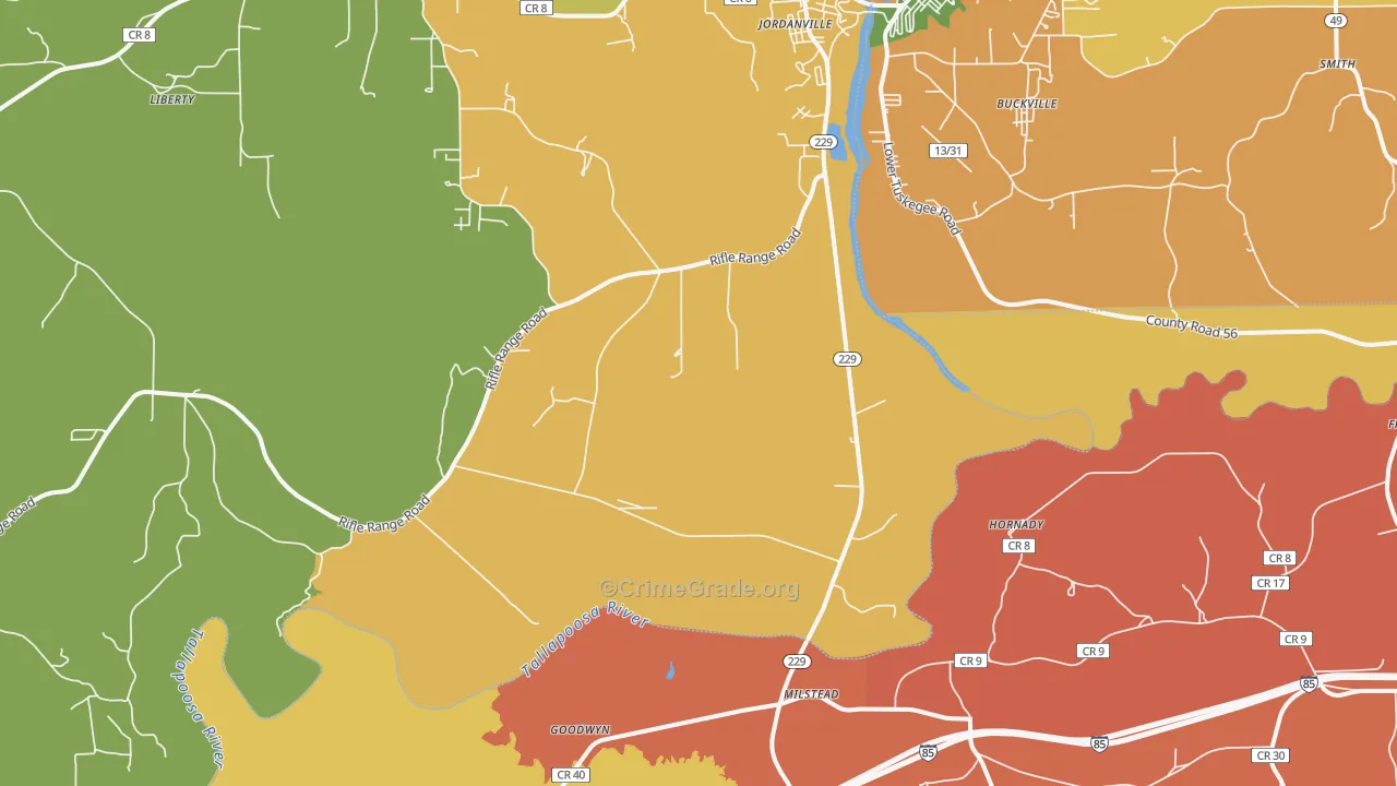 Milstead, AL Map of Burglary Rates