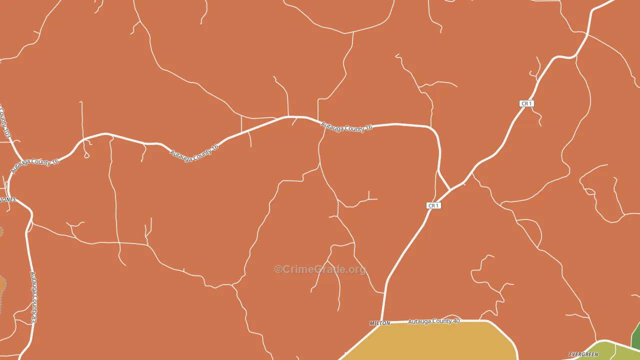 Milton, AL Map of Burglary Rates
