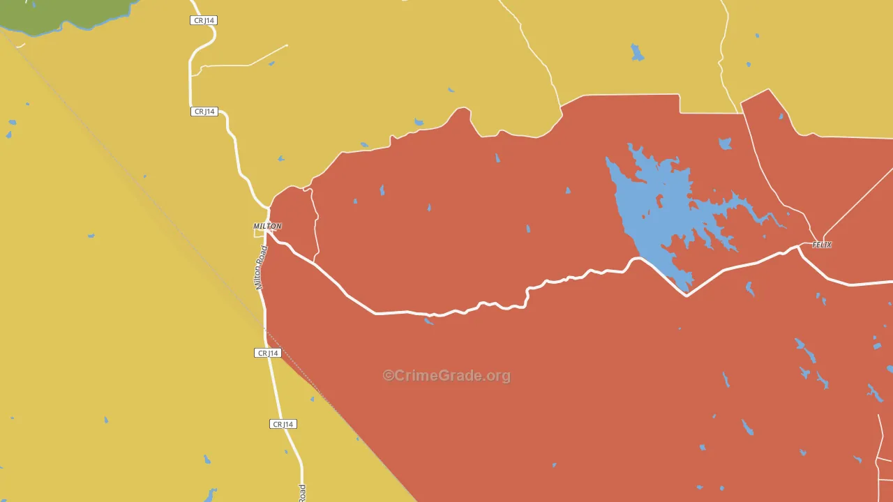 Milton, CA Map of Burglary Rates
