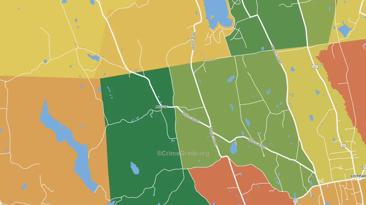 Milton, CT Map of Burglary Rates