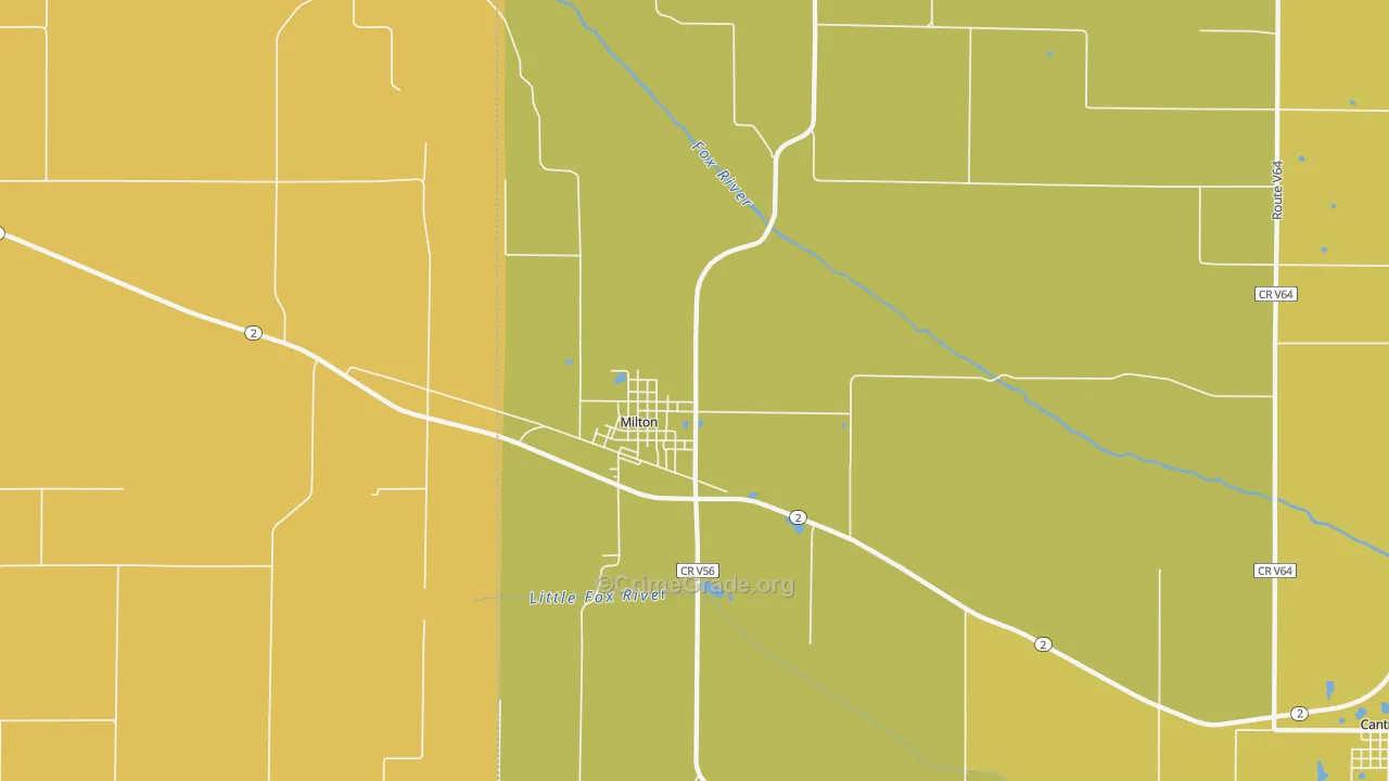 Milton, IA Map of Burglary Rates