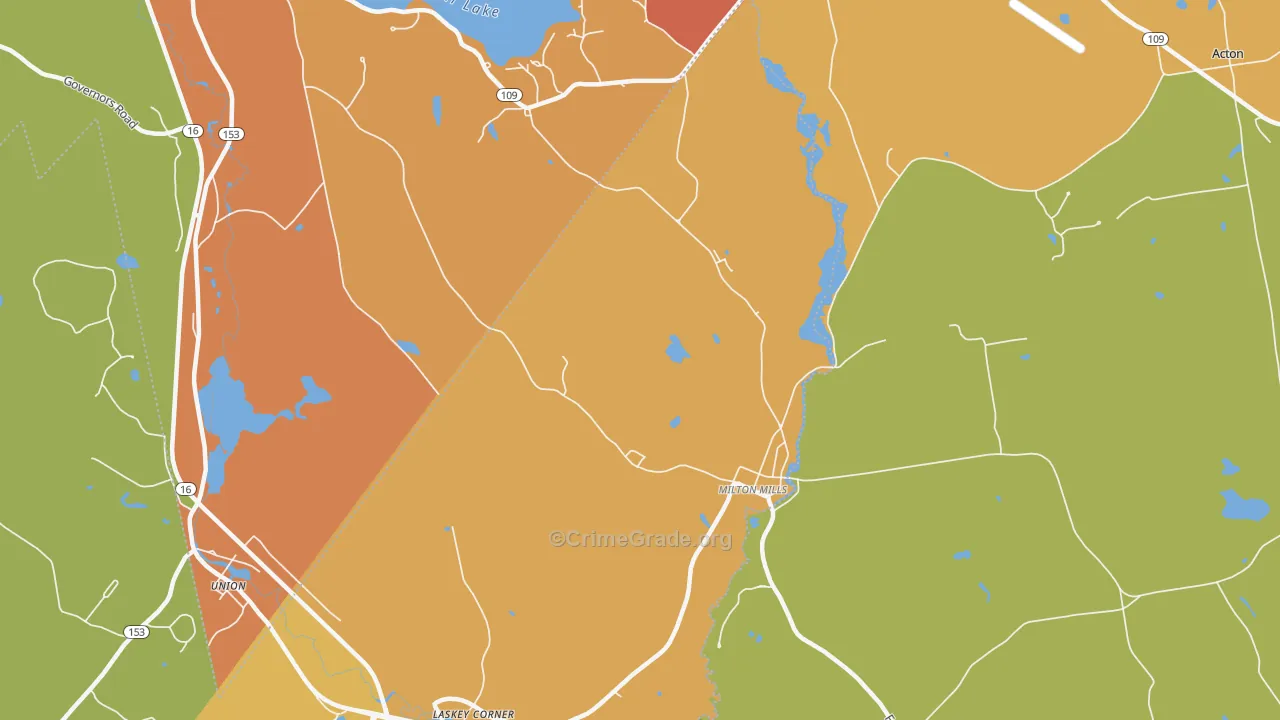 Milton Mills, NH Map of Burglary Rates