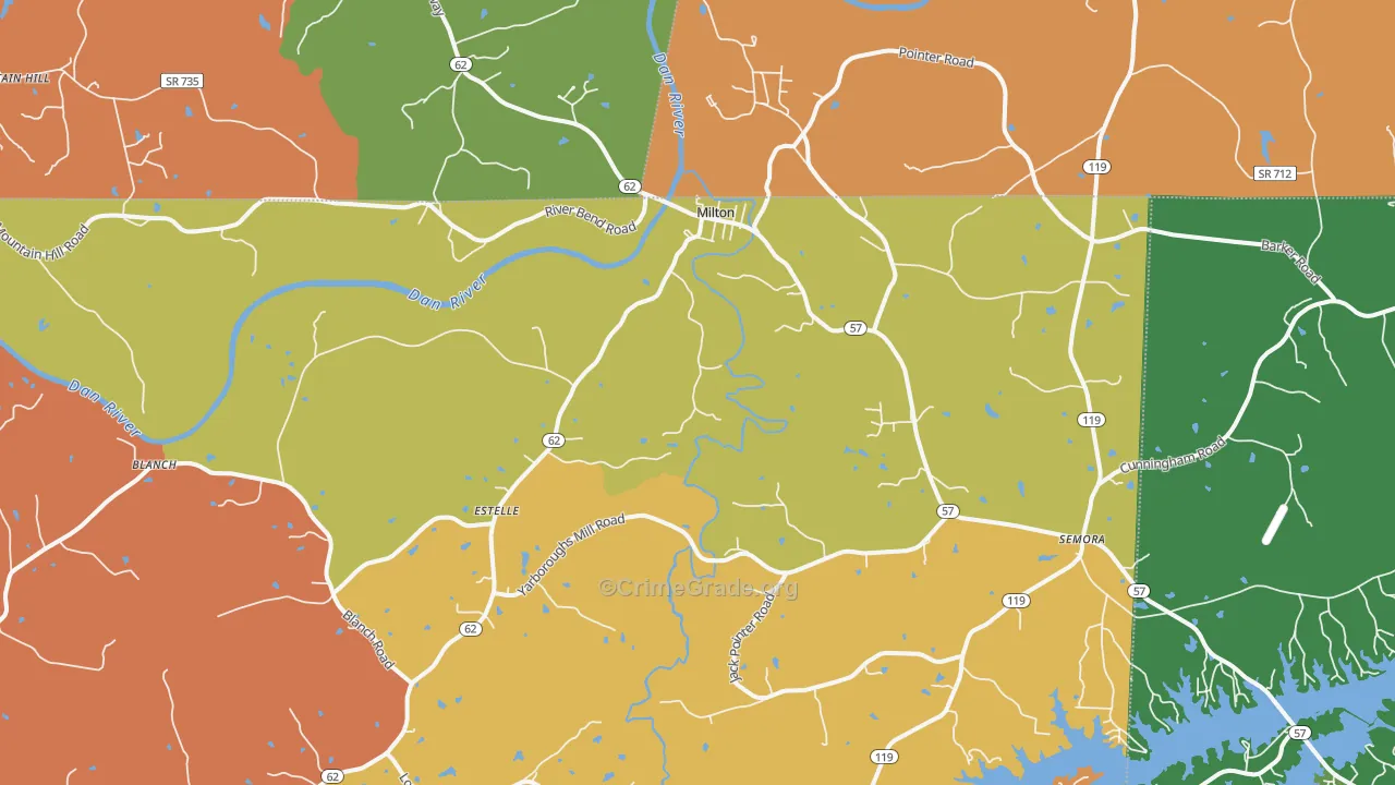 Milton, NC Map of Burglary Rates