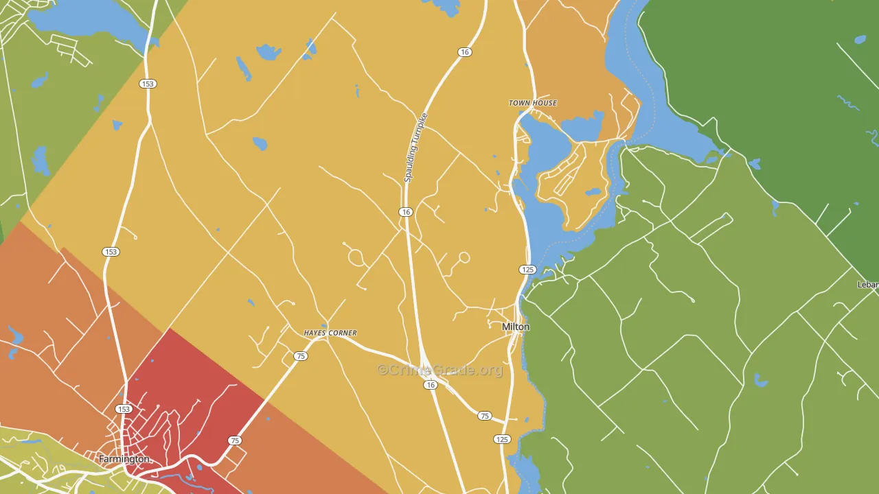 Milton, NH Map of Burglary Rates
