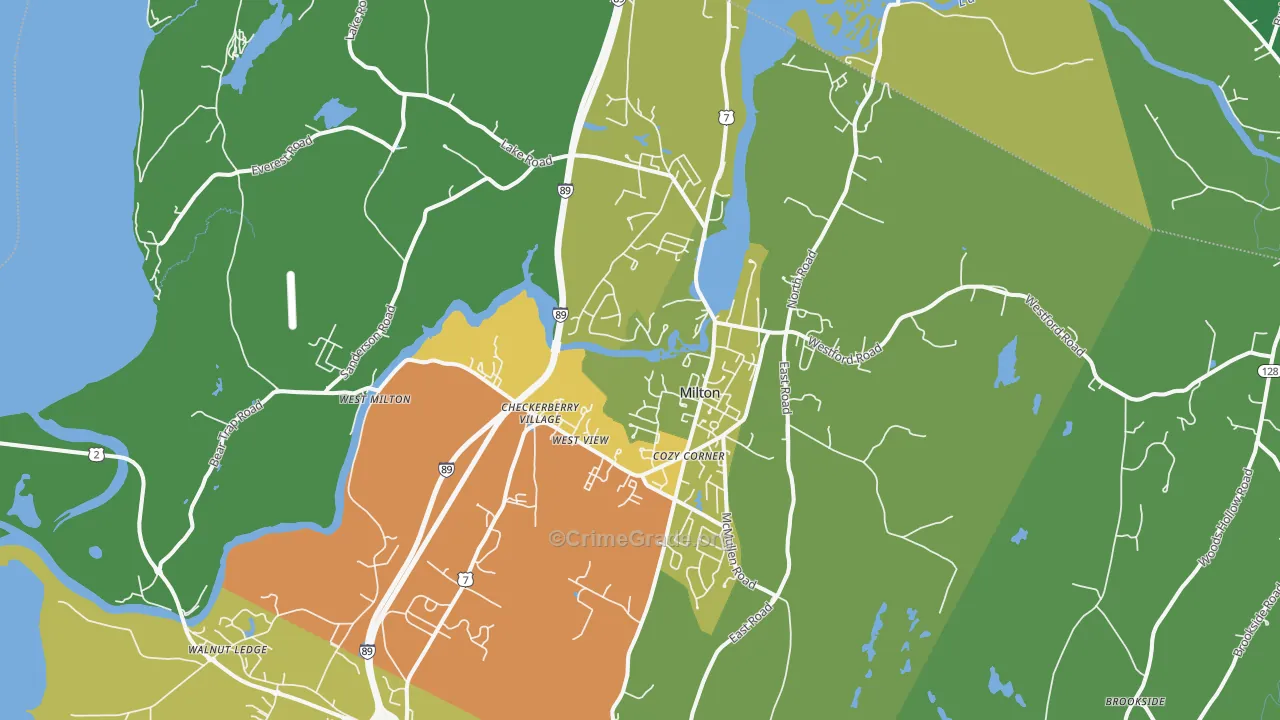 Milton, VT Map of Burglary Rates