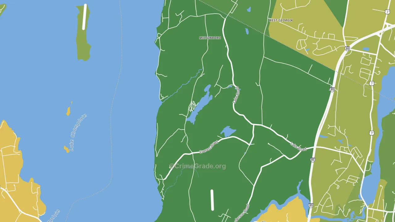 Miltonboro, VT Map of Burglary Rates