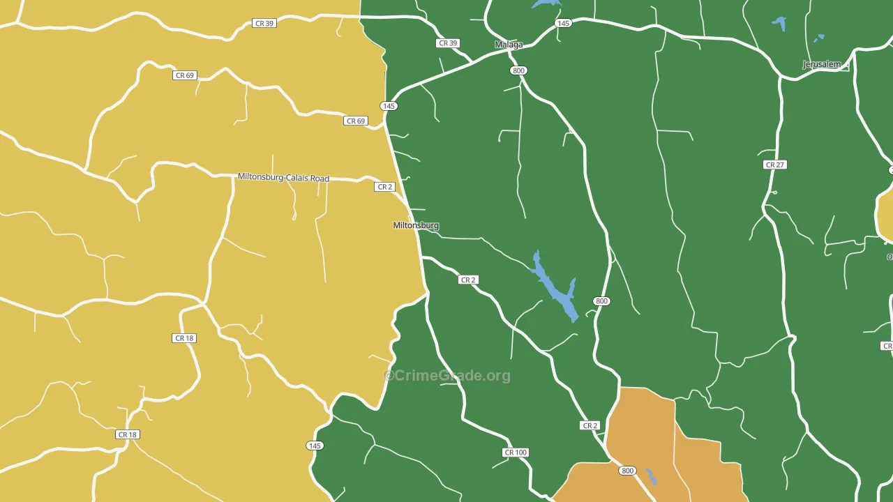 Miltonsburg, OH Map of Burglary Rates