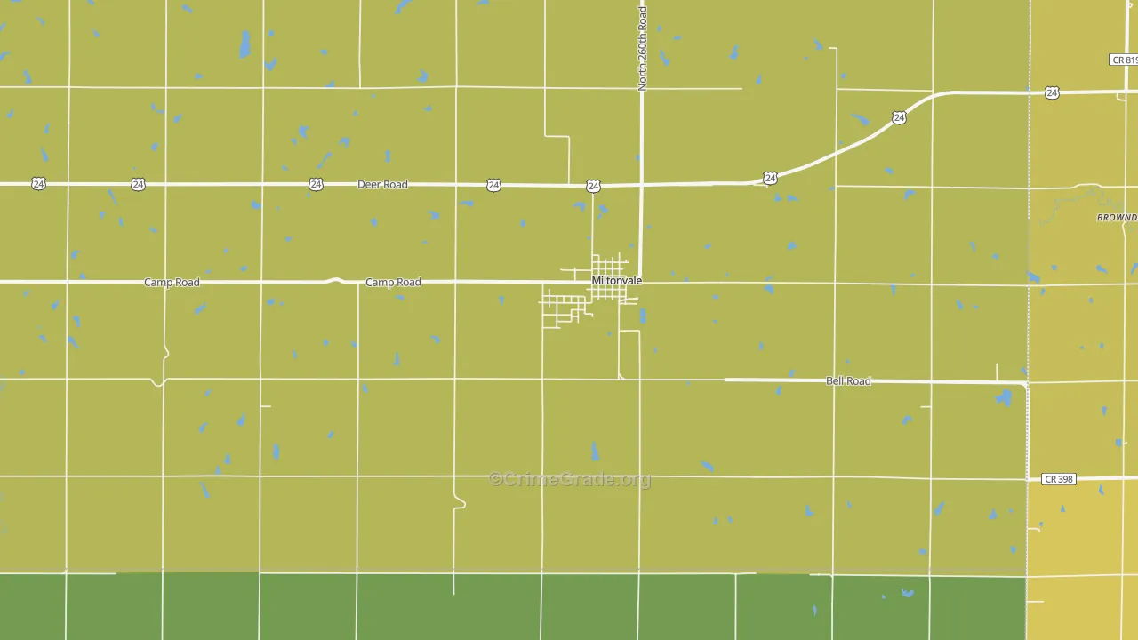 Miltonvale, KS Map of Burglary Rates