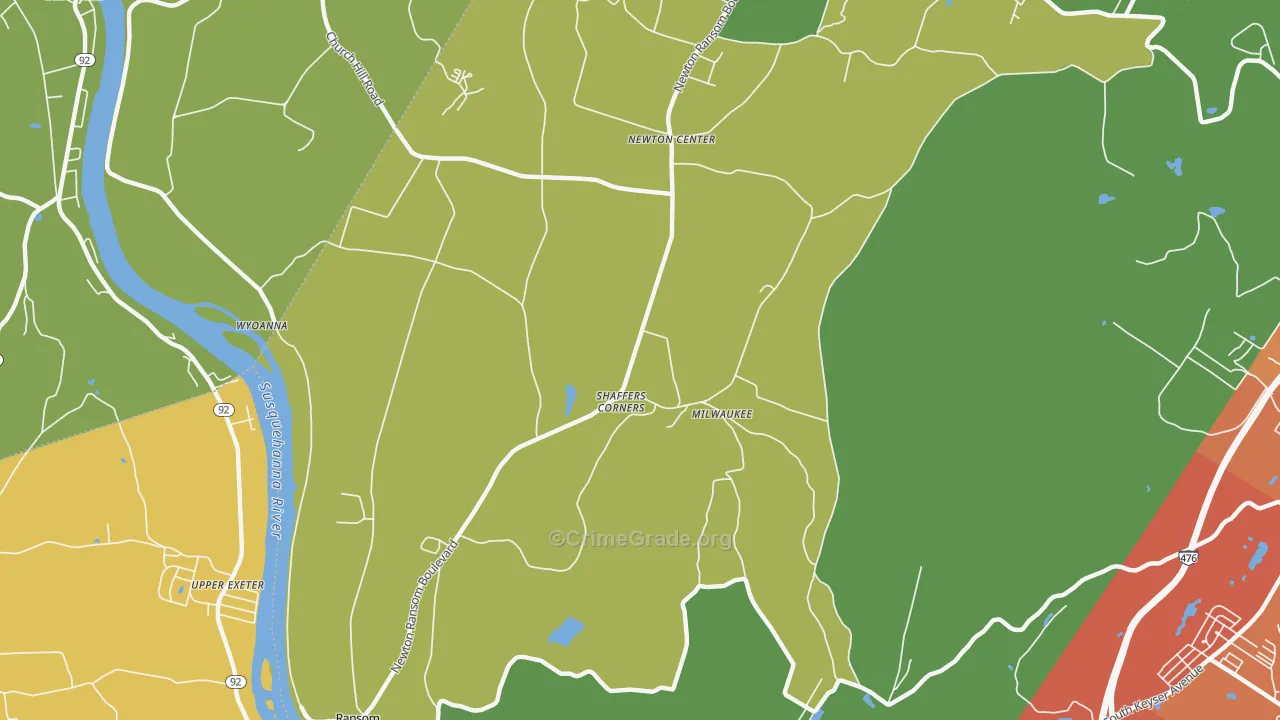 Milwaukee, PA Map of Burglary Rates