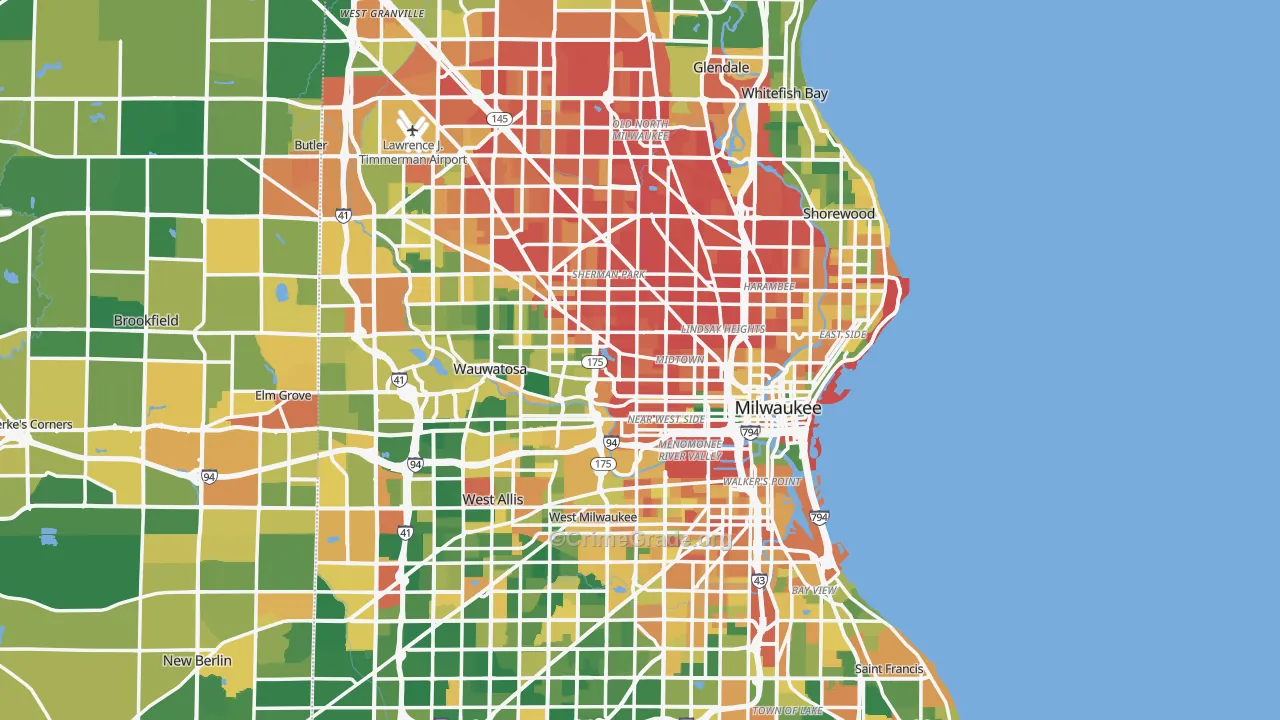 Milwaukee, WI Map of Burglary Rates