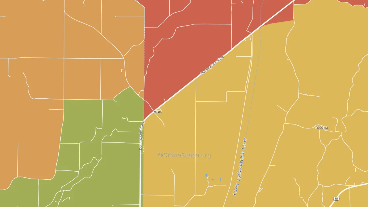 Mimms, MS Map of Burglary Rates
