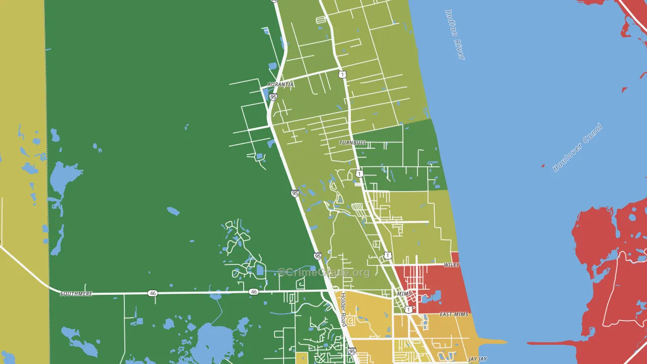 Mims, FL Map of Burglary Rates