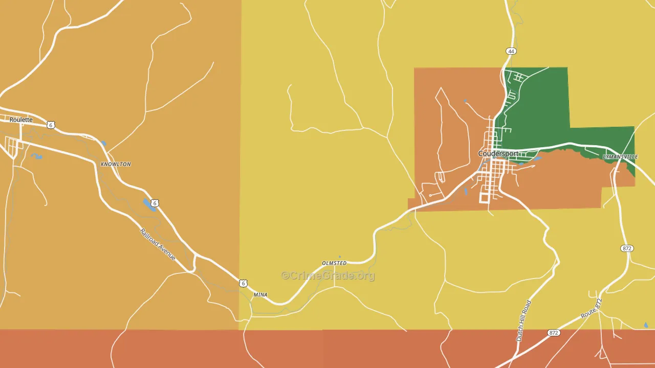 Mina, PA Map of Burglary Rates