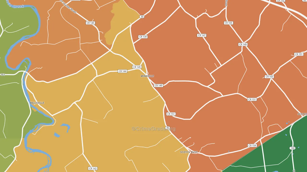 Minaville, NY Map of Burglary Rates
