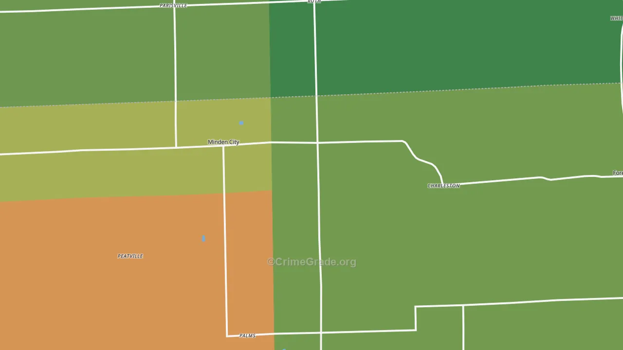 Minden City, MI Map of Burglary Rates