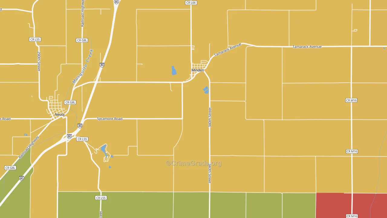 Minden, IA Map of Burglary Rates
